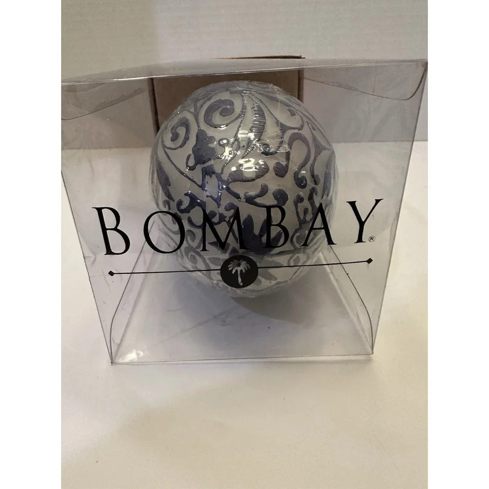 Bombay Egg‎ Shaped Candle with Stand Blue and White